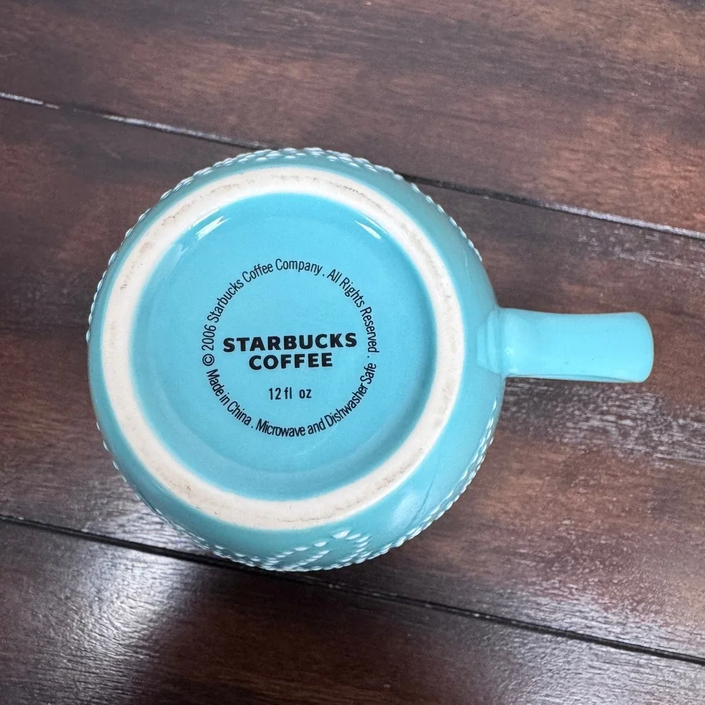 Vintage 2006 Starbucks Blue Embossed 12oz Coffee Mug Tea Cocoa